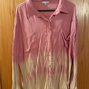 White Birch Rose Button-Up Blouse